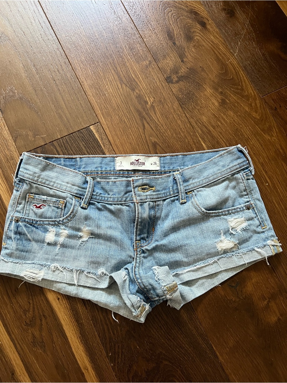Hollister Light Wash Distressed Denim Cutoff Shorts